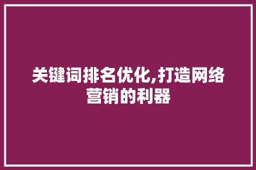 关键词排名优化,打造网络营销的利器