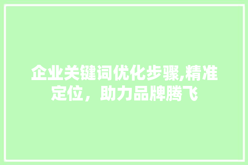 企业关键词优化步骤,精准定位，助力品牌腾飞 MySQL