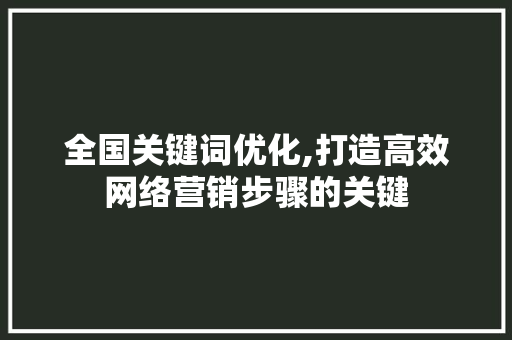 全国关键词优化,打造高效网络营销步骤的关键