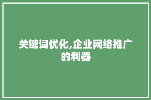 关键词优化,企业网络推广的利器