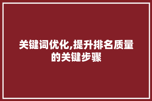 关键词优化,提升排名质量的关键步骤
