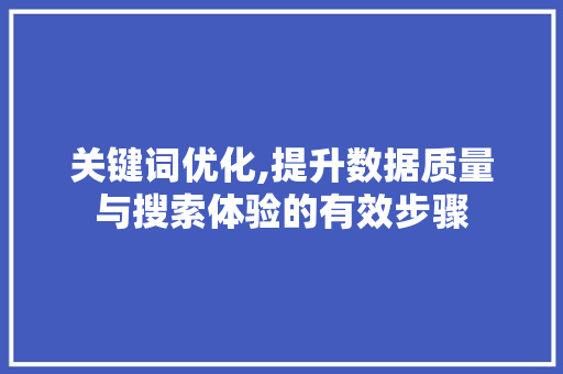 关键词优化,提升数据质量与搜索体验的有效步骤