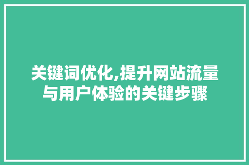 关键词优化,提升网站流量与用户体验的关键步骤