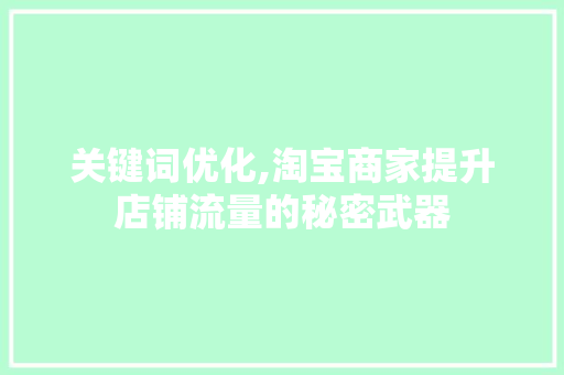 关键词优化,淘宝商家提升店铺流量的秘密武器