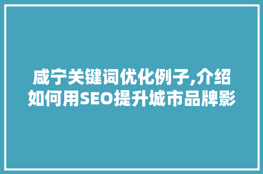 咸宁关键词优化例子,介绍如何用SEO提升城市品牌影响力