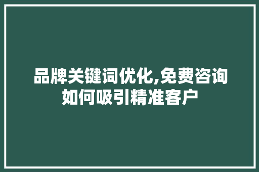 品牌关键词优化,免费咨询如何吸引精准客户