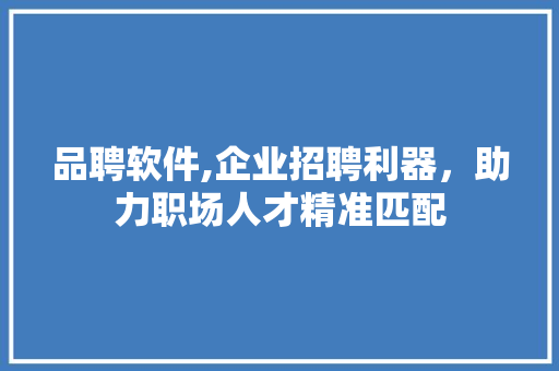 品聘软件,企业招聘利器，助力职场人才精准匹配