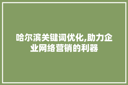 哈尔滨关键词优化,助力企业网络营销的利器