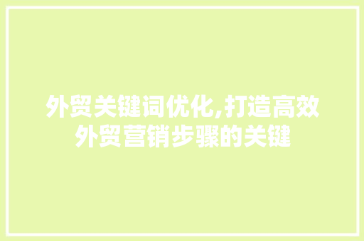 外贸关键词优化,打造高效外贸营销步骤的关键