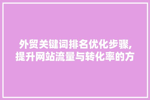 外贸关键词排名优化步骤,提升网站流量与转化率的方法