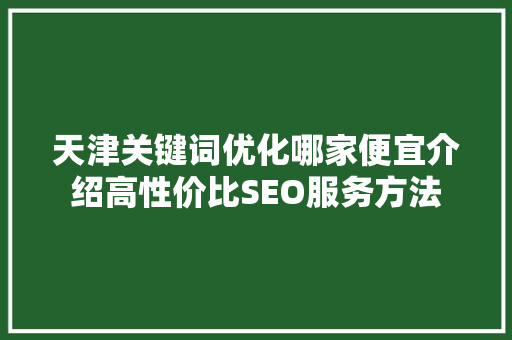 天津关键词优化哪家便宜介绍高性价比SEO服务方法