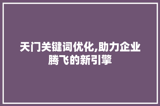 天门关键词优化,助力企业腾飞的新引擎