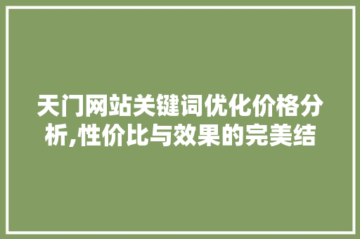 天门网站关键词优化价格分析,性价比与效果的完美结合