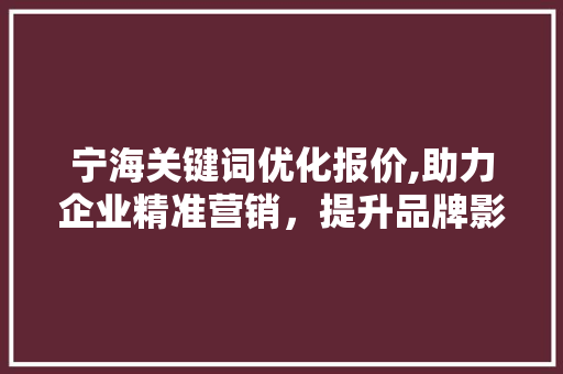 宁海关键词优化报价,助力企业精准营销，提升品牌影响力