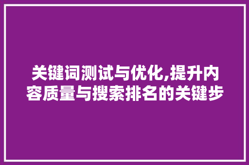 关键词测试与优化,提升内容质量与搜索排名的关键步骤 MySQL