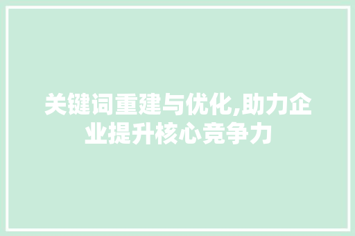 关键词重建与优化,助力企业提升核心竞争力