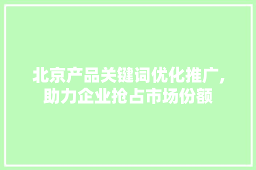 北京产品关键词优化推广,助力企业抢占市场份额