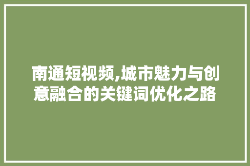 南通短视频,城市魅力与创意融合的关键词优化之路