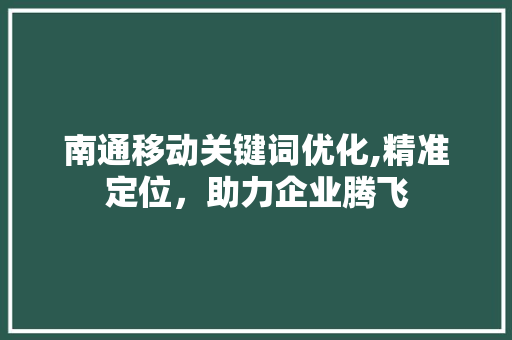 南通移动关键词优化,精准定位，助力企业腾飞