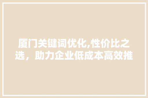 厦门关键词优化,性价比之选，助力企业低成本高效推广