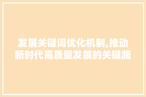 发展关键词优化机制,推动新时代高质量发展的关键路径 MySQL