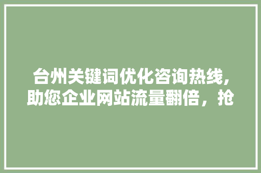 台州关键词优化咨询热线,助您企业网站流量翻倍，抢占市场先机