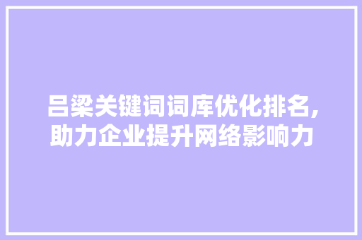 吕梁关键词词库优化排名,助力企业提升网络影响力