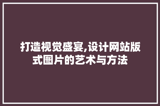 打造视觉盛宴,设计网站版式图片的艺术与方法