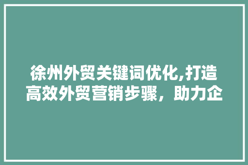 徐州外贸关键词优化,打造高效外贸营销步骤，助力企业腾飞