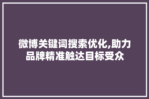 微博关键词搜索优化,助力品牌精准触达目标受众