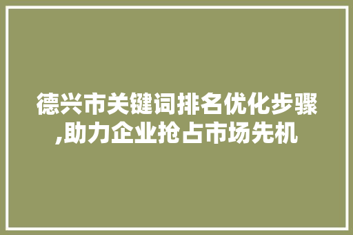 德兴市关键词排名优化步骤,助力企业抢占市场先机