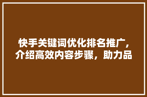 快手关键词优化排名推广,介绍高效内容步骤，助力品牌脱颖而出