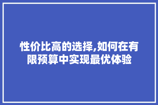 性价比高的选择,如何在有限预算中实现最优体验