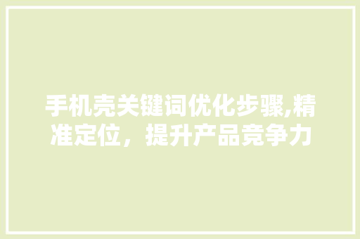 手机壳关键词优化步骤,精准定位，提升产品竞争力