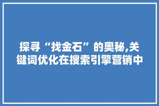 探寻“找金石”的奥秘,关键词优化在搜索引擎营销中的应用与方法