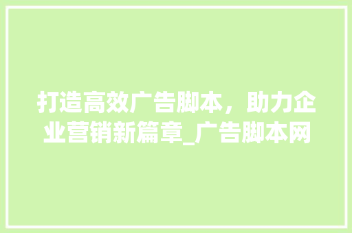 打造高效广告脚本，助力企业营销新篇章_广告脚本网站设计分析