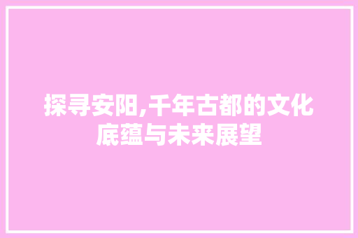 探寻安阳,千年古都的文化底蕴与未来展望