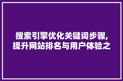 搜索引擎优化关键词步骤,提升网站排名与用户体验之路