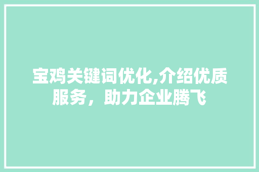 宝鸡关键词优化,介绍优质服务，助力企业腾飞