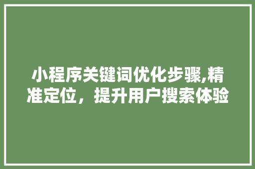 小程序关键词优化步骤,精准定位，提升用户搜索体验