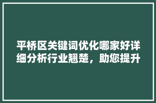 平桥区关键词优化哪家好详细分析行业翘楚，助您提升网络竞争力