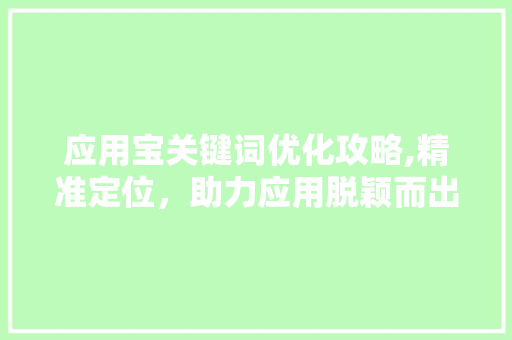 应用宝关键词优化攻略,精准定位，助力应用脱颖而出