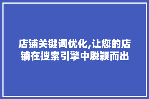 店铺关键词优化,让您的店铺在搜索引擎中脱颖而出