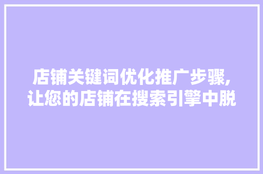店铺关键词优化推广步骤,让您的店铺在搜索引擎中脱颖而出