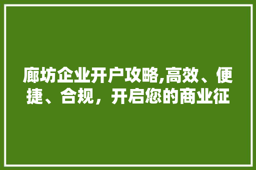 廊坊企业开户攻略,高效、便捷、合规，开启您的商业征程
