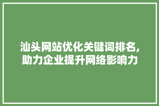 汕头网站优化关键词排名,助力企业提升网络影响力