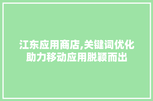 江东应用商店,关键词优化助力移动应用脱颖而出