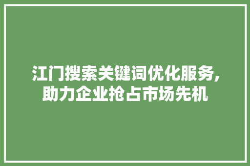 江门搜索关键词优化服务,助力企业抢占市场先机