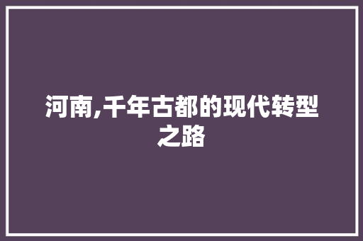 河南,千年古都的现代转型之路