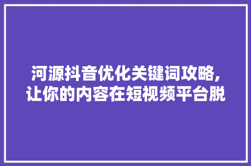 河源抖音优化关键词攻略,让你的内容在短视频平台脱颖而出